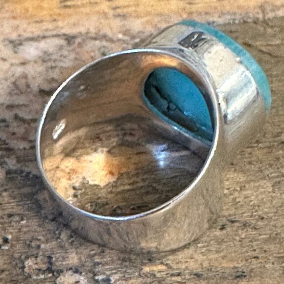 Custom made Carved Moon Face Amazonite .925 Ring 7.25 - Picture 5 of 7